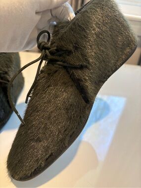 Faux Fur Shoes - Dark Olive